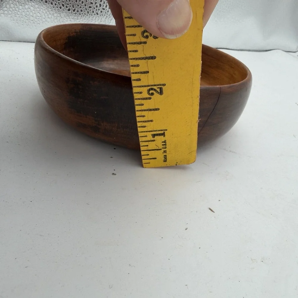 Wooden Trinket Bowl Pine Cone Burned Design 5.5